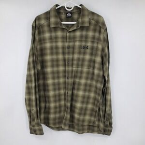 Under Armour Tradesman Flex Mens XL Plaid Flannel Snap Front Shirt Olive Green